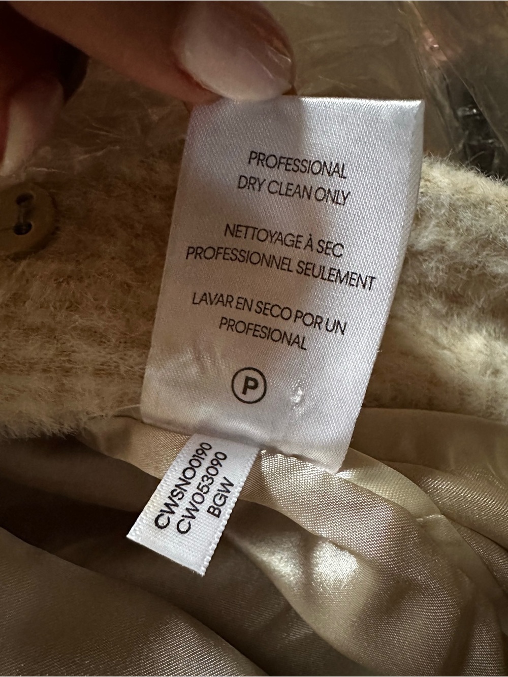 Calvin Klein Cream Plaid Long Coat Women’s Size 10 - Picture 9 of 9